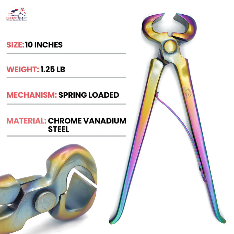 Premium Farrier Hoof Nipper - Chrome Vanadium Steel, Spring-Loaded for Smooth Trimming - Ideal for Horses, Ponies, Goats, and Cows, Available in Vibrant Rainbow Colors, 10 Inches - BeesActive Australia