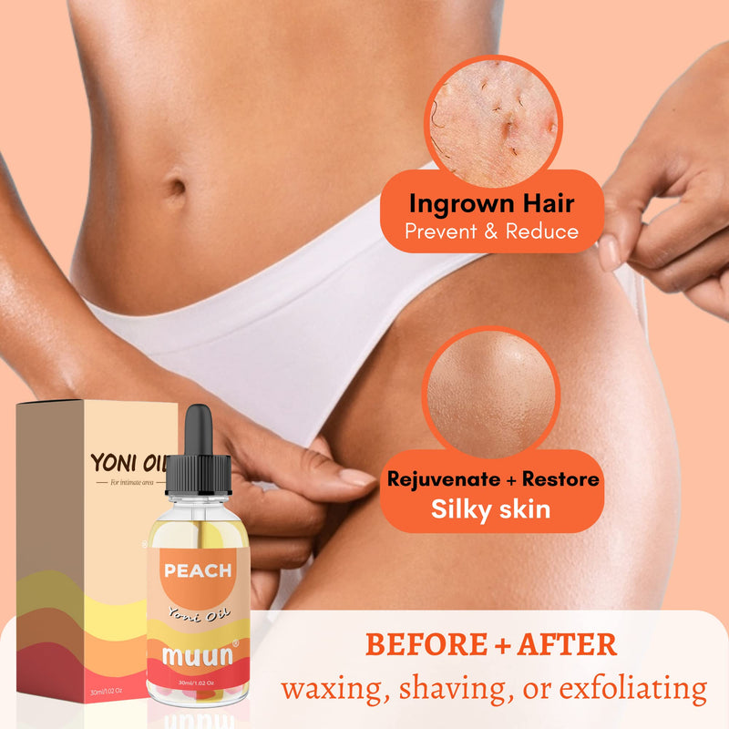 Muun Yoni Oil - Vaginal dryness Odor Eliminator and Soothes - Moisturizer Wetness Hygiene Intimate Deodorant for Women Herbal Blend Feminine Oil (Peach) Peach - BeesActive Australia