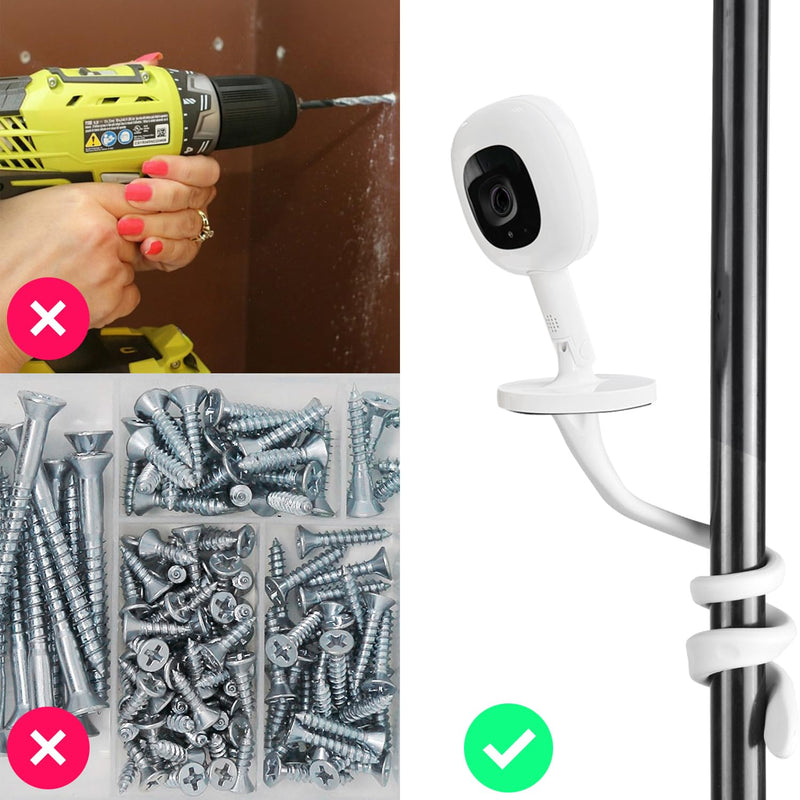 iTODOS Baby Monitor Mount Compatible with Nanit Pro Smart Baby Monitor & Flex Stand, Versatile Twist Mount without Tools or Wall Damage,Travel Baby Monitor Accessory -White white - BeesActive Australia