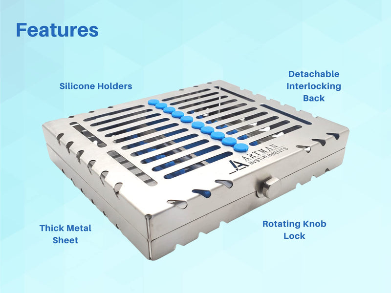 ARTMAN INSTRUMENTS Heavy Duty Sterilization Cassette Tray for 10 Instruments Rack Premium Design Dental Surgical lab 7.25"X5.75"X1.4" - BeesActive Australia