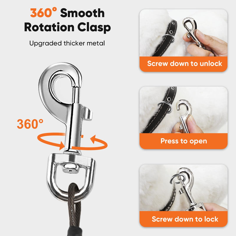 Petbobi Double Handle Dog Leash - 6FT Dog Leash Heavy Duty for Traffic Control with Two Padded for Large Medium Small Dog That Pull, Metal Dog Leash for Lead Walking, Black Dog Leash with Two Handles - BeesActive Australia