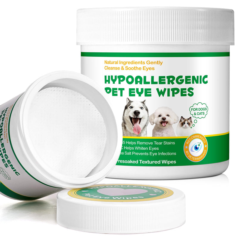 Pack of 150 Dog Eye Wipes, Eye Care Dog and Tear Spot Remover, with Natural Ingredients - Gently Cleans, Soothes, Prevents Eye Infections and Makes Eyes Shine