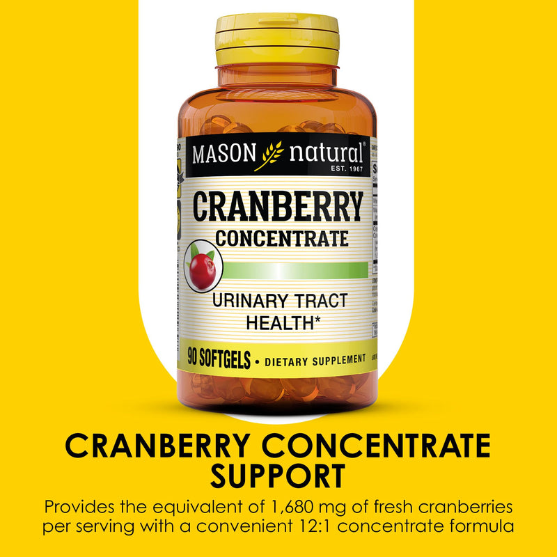 MASON NATURAL Cranberry 12:1 Concentrate with Vitamin C & E, Supports Immune & Urinary Health, 90 Capsules