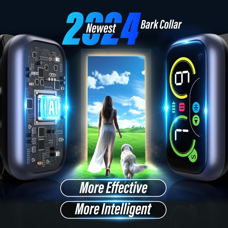 Bark Collar, Dog Bark Collar for Large Medium Small Dogs, Smart Barking Collar, Effective Anti Bark Collars for Dogs, Automatic Bark Collar Adjustable Beep Vibration Modes & 7 Sensitivity Black - BeesActive Australia