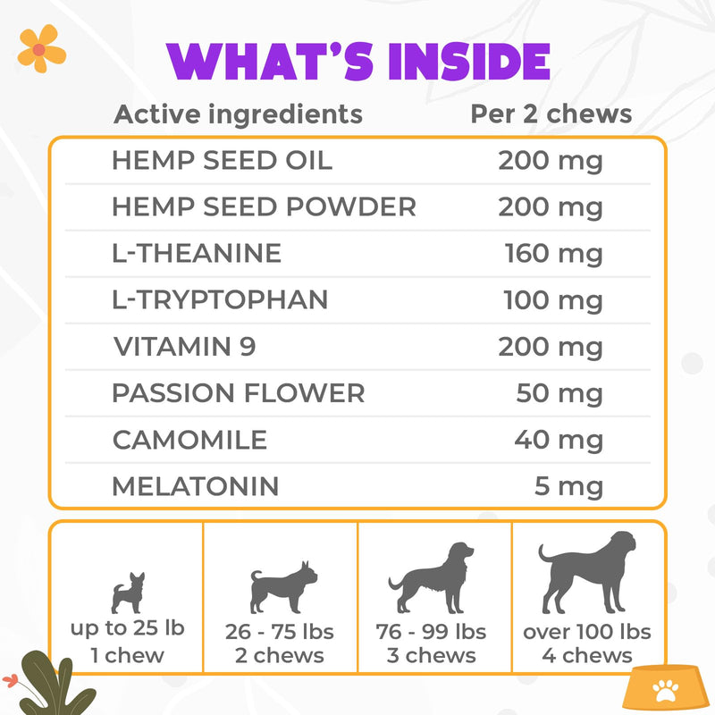Hemp Calming Chews For Dogs Anxiety 150 pcs - Dog Anxiety Relief Chews - For stress, travel, check-up, barking or grooming - Calming Treats - Chicken