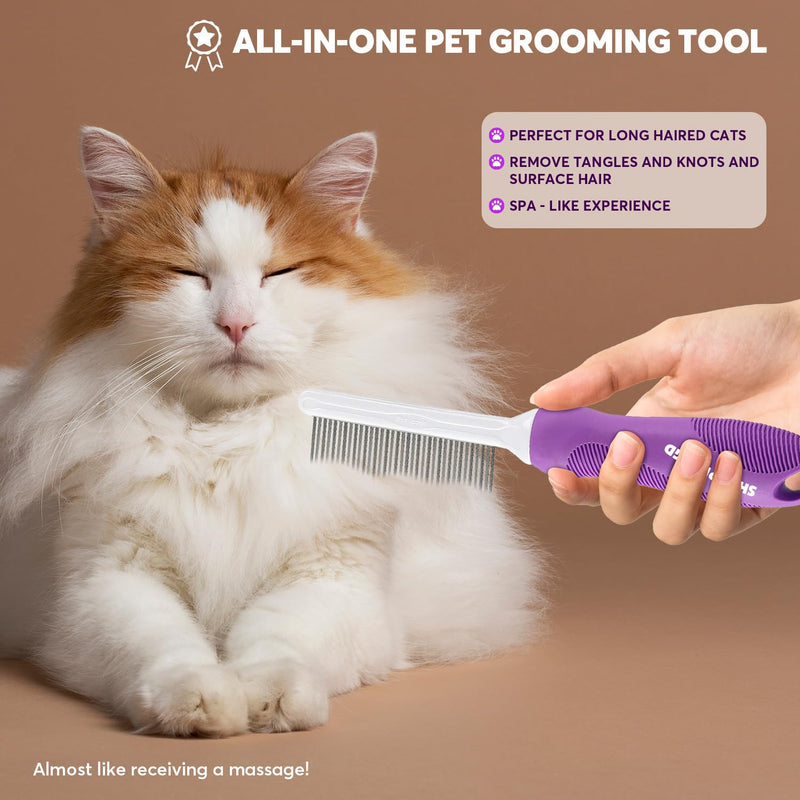 Detangling Pet Comb for Dogs & Cats with Long & Short Stainless Steel Metal Teeth for Removes Tangles and Knots - Detangler Grooming Tool for Dematting Matted Fur. - BeesActive Australia