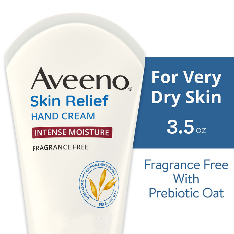 Aveeno Skin Relief Intense Moisture Hand Cream with Soothing Prebiotic Oat for Dry and Sensitive Skin Cream Softens & Smooths Hands & Lasts Through Hand Washing, Fragrance-Free, 3.5 oz - BeesActive Australia