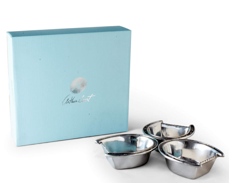 Arthur Court Designs Aluminum Lucky Horseshoe 3-Bowl Bowls Set Server 10.5 inch Diameter 1.5 inch Tall - BeesActive Australia