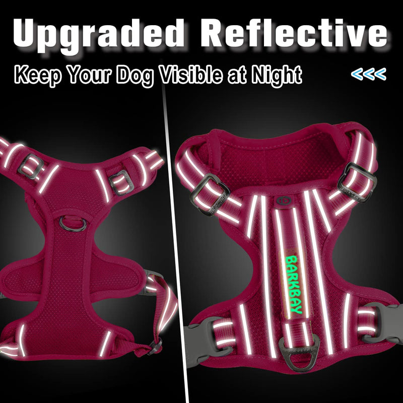 BARKBAY Dog Harness No Pull with ID Tag Pocket - Heavy Duty, Reflective, Easy Control for Large Dogs (Pink,M) Medium(Chest:22-27") Pink - BeesActive Australia