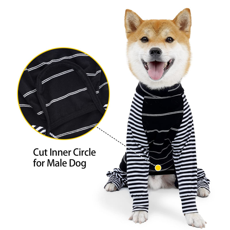 Dog Surgical Suit Onesie with Legs Long Sleeve Breathable Post Surgery Pajamas Anti Licking Abdominal Wounds Dog Cone Alternative for Pets Size XL Black XL (Pack of 1) - BeesActive Australia