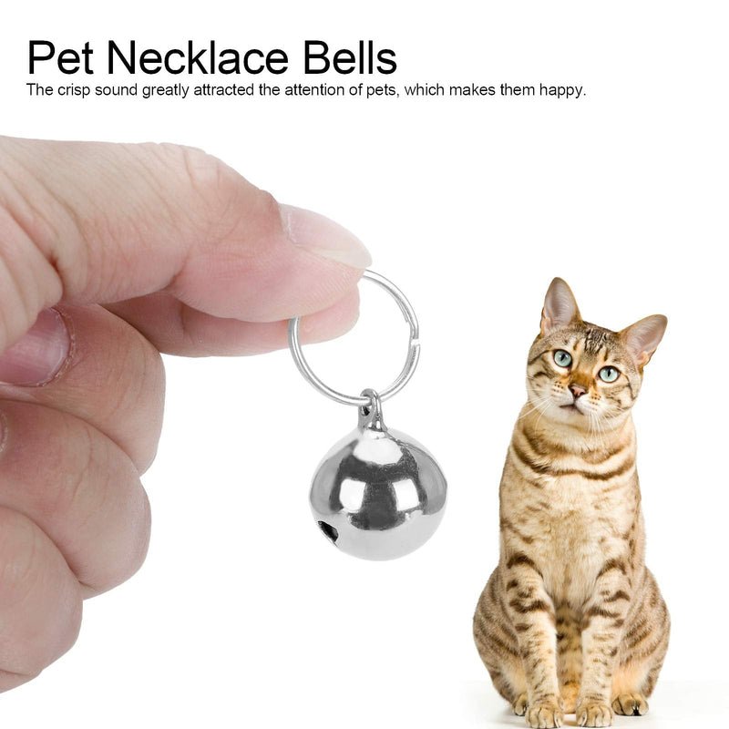 GLOGLOW Pet Copper Bells, 2 Pcs Rust Resistant Anti‑Lost Copper Bells Crisp Sound Round Collar Decoration Fashionable Necklace Decor for Dog Cat Silver - BeesActive Australia