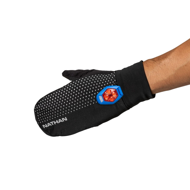 Nathan Convertible Glove to Mitt with Reflective Print. Touch Screen Finger for Smartphone Use. for Running and Outdoor Sports. Glove to Mitten. Black/Geo Print X-Large