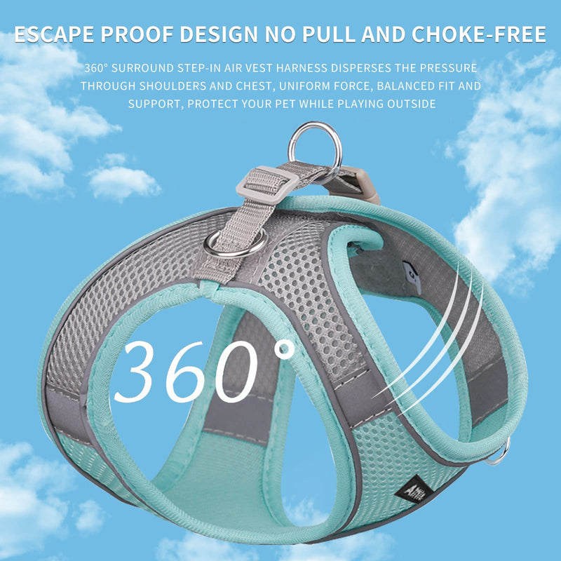 AIITLE Anti-Pull Dog Harness, Adjustable Dog Harness with Padded Vest, Easy to Wear for Small to Medium Dogs, Turquoise S - BeesActive Australia