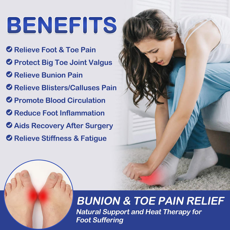 JOBYNA Electric Heating Bunion Correction, 2PCS 86-158 Big Toe Straightener for Hallux Valgus Bunion Pain Relief, Auto Shut Off, One Size Fits Most All For Bunion Splints - BeesActive Australia