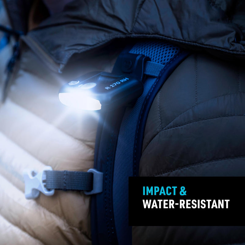 Nite Ize Radiant 170 Rechargeable Clip Light - Rechargeable Headlight for Hiking, Camping & More - Adjustable Headlamp for Hats & Straps - 170 Lumen Light - Black