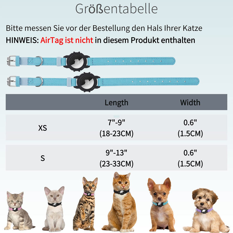 Airtag Cat Collar, Integrated Apple Air Tag Cat Collars, Soft GPS with Airtag Holder and Bell Lightweight Tracker Collar, Girls/Boys Cat (Blue) XS(7"-9") Blue - BeesActive Australia