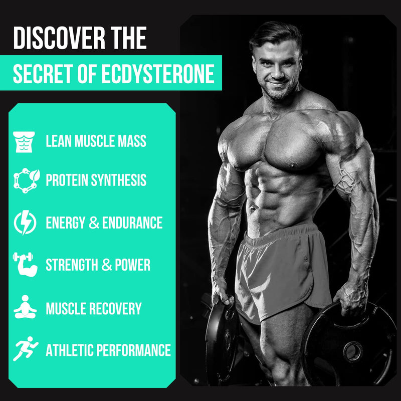 1200MG Beta Ecdysterone Supplement, 98% Maximum Purity Ecdysterone Supplements for Lean Muscle Mass, Athletic Performance & Strength, 60 Capsules 60 Count (Pack of 1) - BeesActive Australia