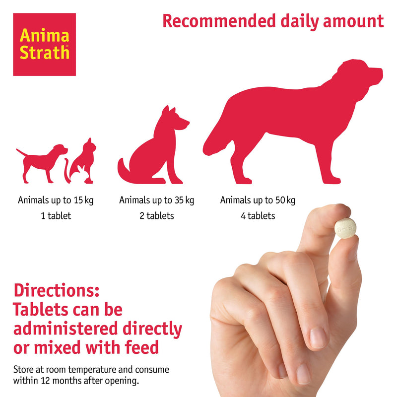 Anima Strath Nutritional Tablet Supplement for Pet Dogs - 61 Nutrients, Vitamins, Minerals, Amino Acids, Natural Immune System Canine Supplement for Digestion, Fur Coat & Skin (200 tablets) 200 tablets