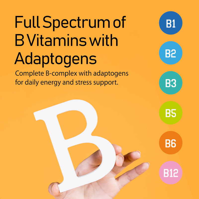 NANOWELL B Complex Premium - Full Spectrum of B Vitamins for Energy, Heart & Immune Support - B-Complex Supplement with Adaptogens - 60 Capsules, 60-Day Supply