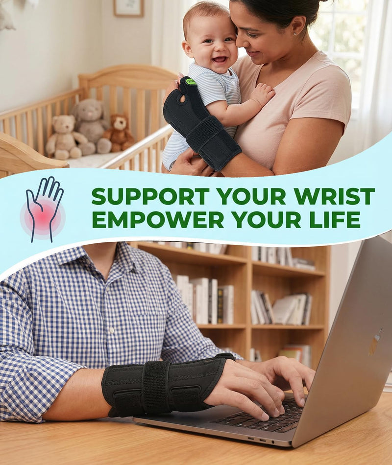 Adjustable Thumb Spica Splint Wrist Brace, Universal for Left/Right Hand, Day & Night Support, Relieves De Quervain's Tenosynovitis/Carpal Tunnel/Tendonitis/Arthritis, Unisex, Green (Right Hand, S/M) Right Hand-Green Small/Medium