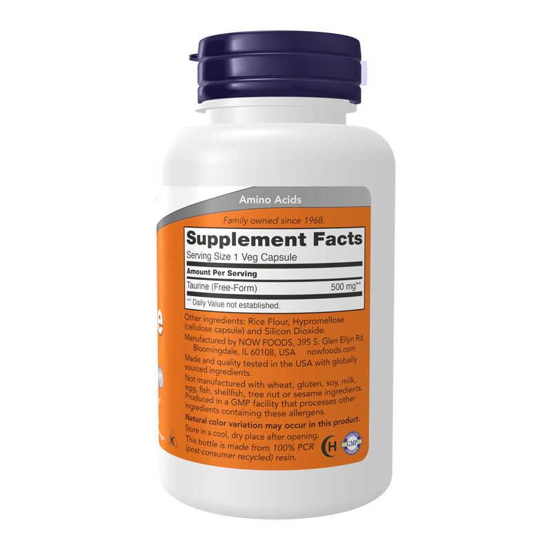 Now Foods Taurine 500mg Capsules, 100 CT