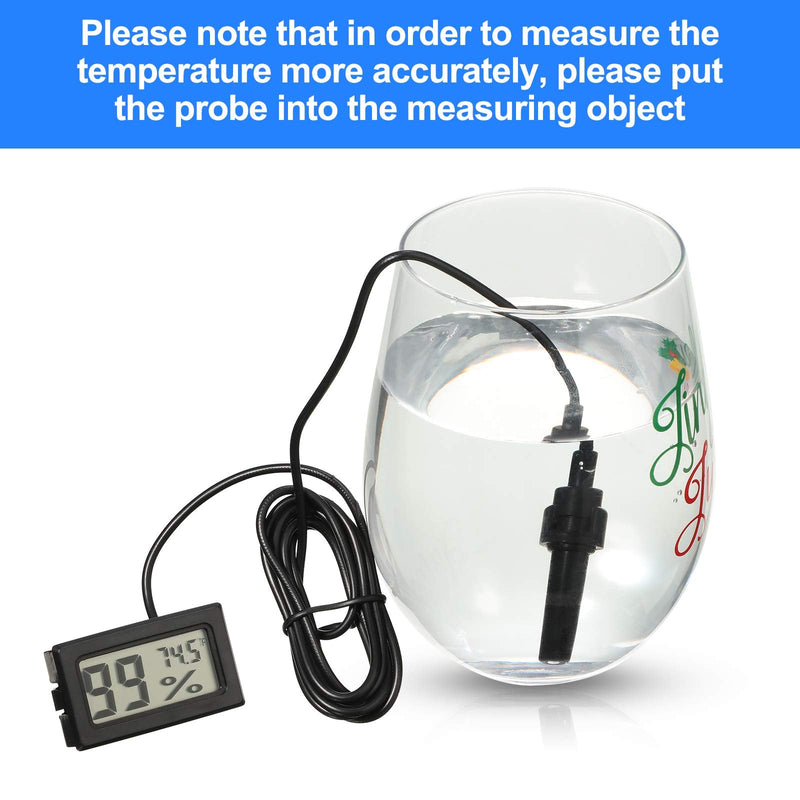 Weewooday Mini Digital Temperature Humidity Meters Gauge with Probe Gauge LCD Fahrenheit Display Thermometer Hygrometer for Incubator Reptile Plant Greenhouse Chicken Coop Garden(Black, 6 Pieces) Black