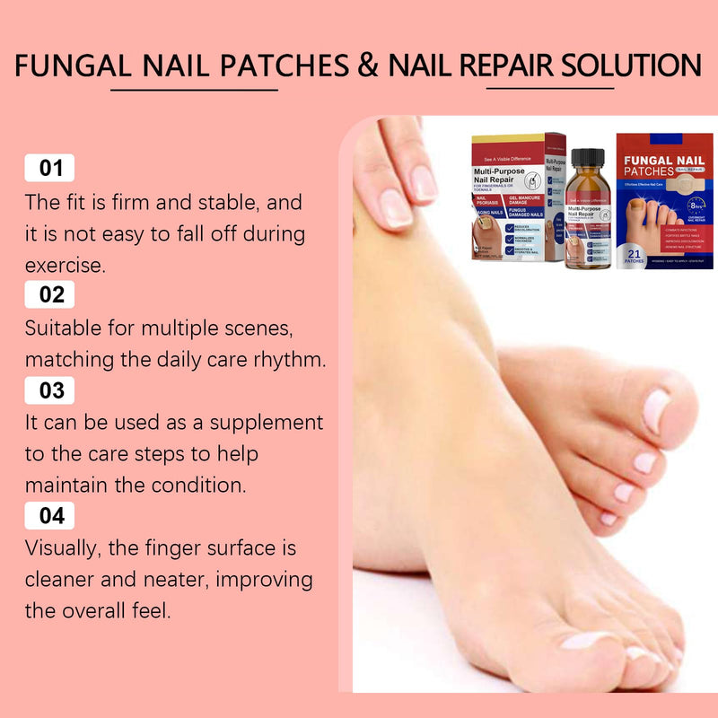 Toenail Fungus Patches 21 Pcs + Liquid Solution 1 Fl Oz 8-Hour Overnight Repair safely and gently Treatment Toenail,Fast Acting Hydrogel Nail Care-Strengthens & Improves Discoloration and Thickness Red - BeesActive Australia