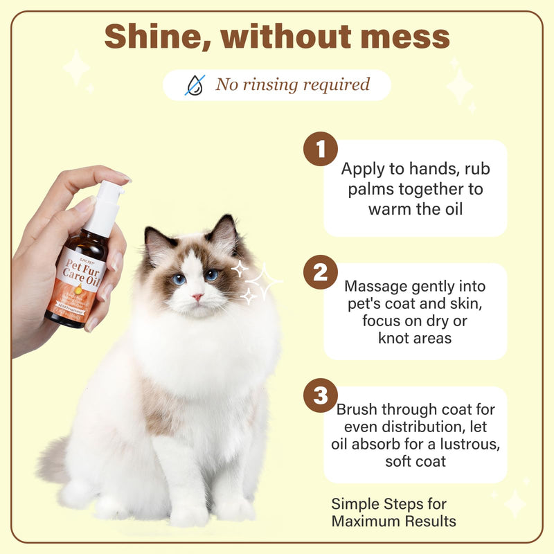 Pet Fur Care Oil - Tangle Remover, Shiny & Silky Coat, Soothing Skin Protection with Collagen and Natural Oils - Leave-in Formula for Dogs and Cats - 1.01 fl. oz Light Floral - BeesActive Australia