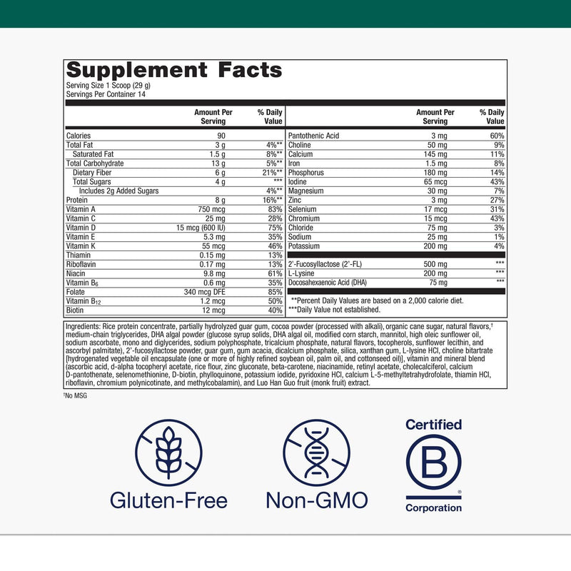 Metagenics MetaKids Nutrition Powder - Kids Multivitamin Powder with Prebiotics, DHA, Protein & Amino Acids* - Complete Protein - Non‑GMO, Gluten‑Free Chocolate 14.32 Ounce (Pack of 1)