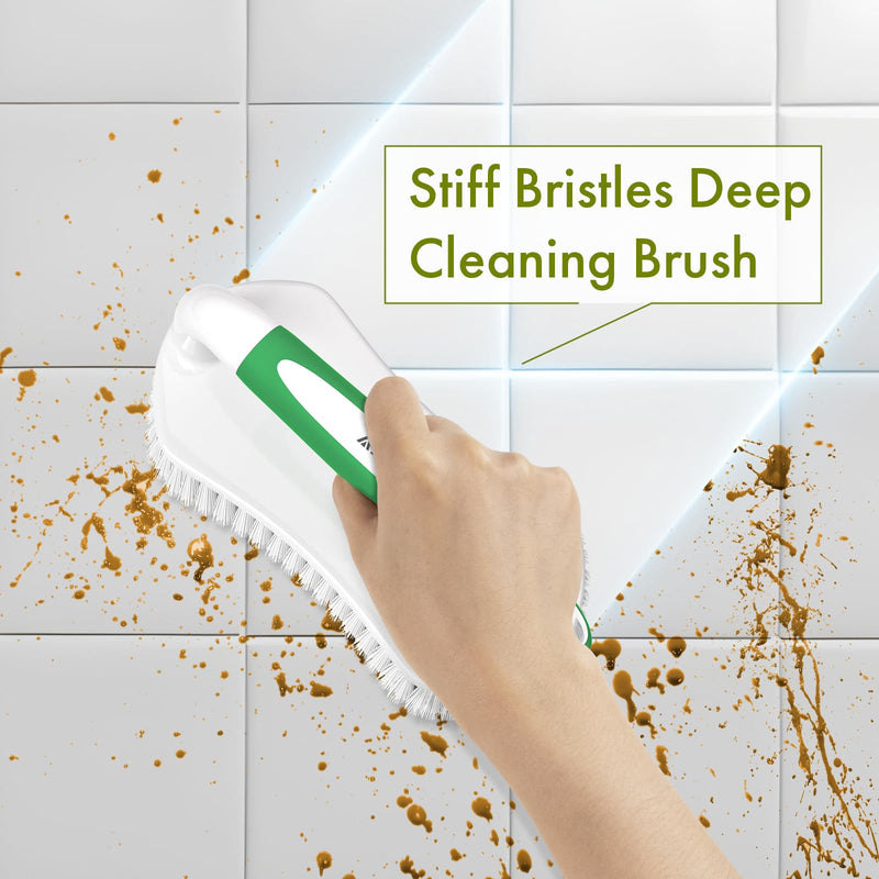Amazer Scrub Brush for Cleaning Comfort Grip Shower Scrubber Stiff Bristles with Handle Heavy Duty Cleaner Brush for Tub Sink Carpet Floor - Pack of 2 (Green+Green) Green+green 2-Pack - BeesActive Australia