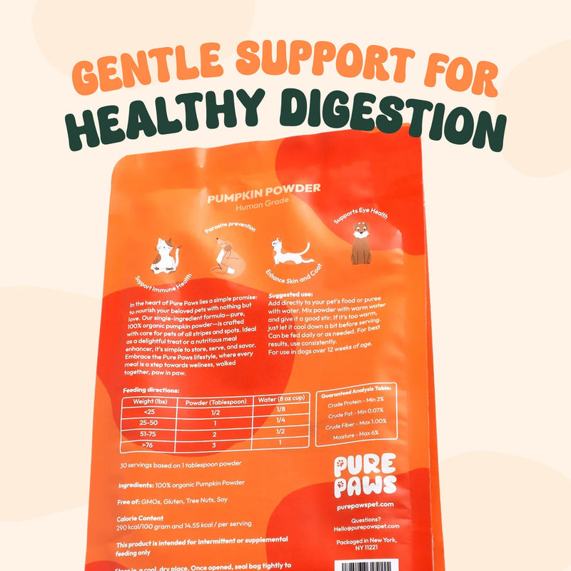 Organic Pumpkin Powder for Dogs, Puppies, Cats, and Kittens: Your Pet's Essential Digestive Supplement 7.5oz
