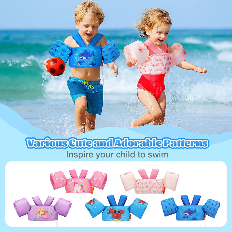 MoKo Swim Arm Band for Kids 20-30-40-50lbs, Clearance Toddler Swim Vest Cute Cartoon Swimming Wings Pool Floats Sleeve Children Water Sports Learning Swim Training Equipment, Pink Whale Pink & Baby Whale for kids 20-50 lbs