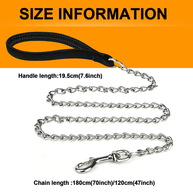Heavy Duty Metal Dog Leash, 6 FT Chew Proof Pet Leash Chain with Soft Padded Handle for Large & Medium Size Dogs (6 FTx3 mm (30-120 lbs)) 6 FTx3 mm (30-120 lbs) - BeesActive Australia