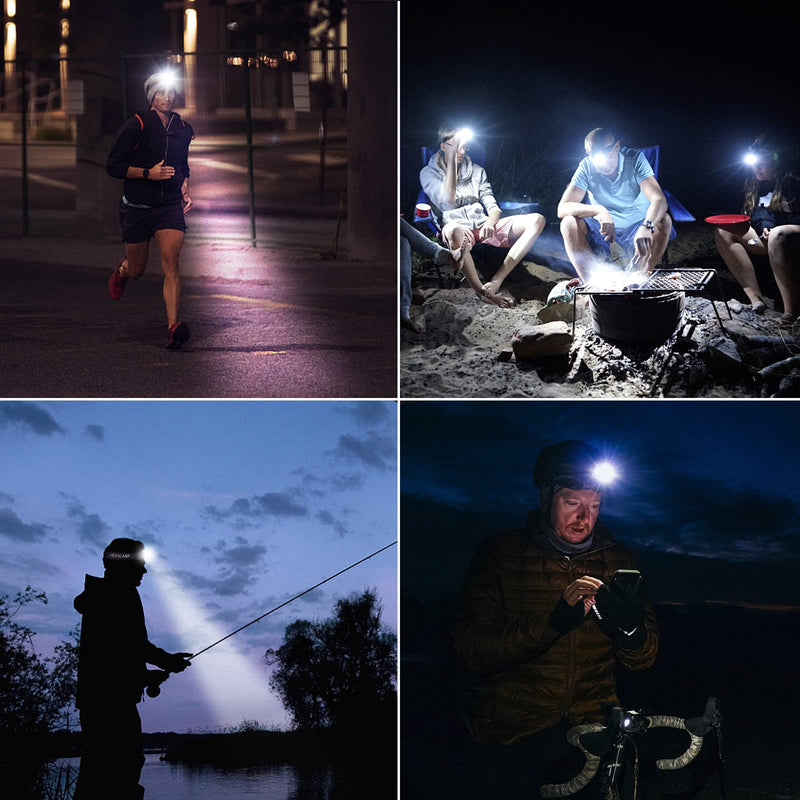 Head Torch Rechargeable Super Bright 2000lm Headlamp LED Headlight IP65 Waterproof Grade with Motion Sensor Switch, 14 Lighting Modes for Running Camping Hiking Outdoor Sports [Energy Class A++]