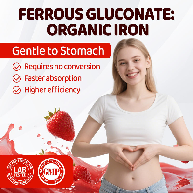 Iron Supplement for Women Teen Girls, Iron Gummies Ferrous Gluconate 324 mg | Iron with Vitamin C, A, B, Folate, Copper, Zinc, Energy & Blood Support, Immune Health, Sugar Free 60 Gummies 1