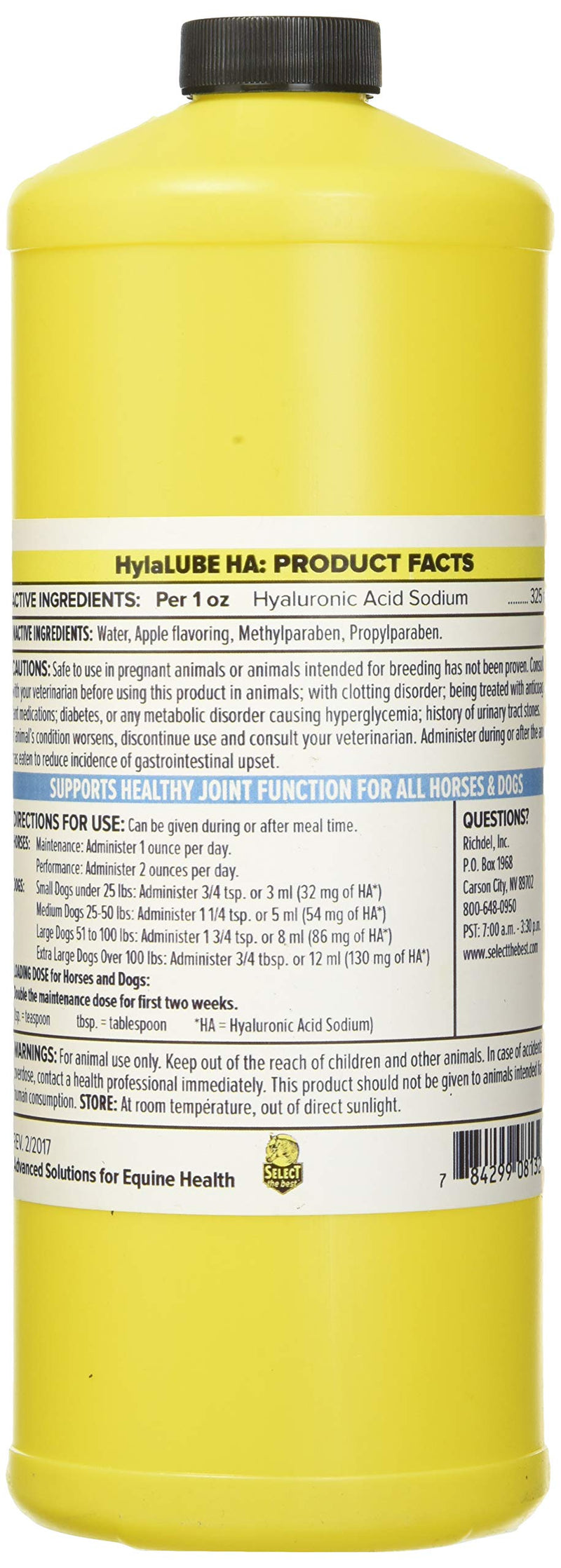 HylaLube, 1 Quart, Concentrated Hyaluronic Acid Sodium Animal Joint Support Supplement - BeesActive Australia