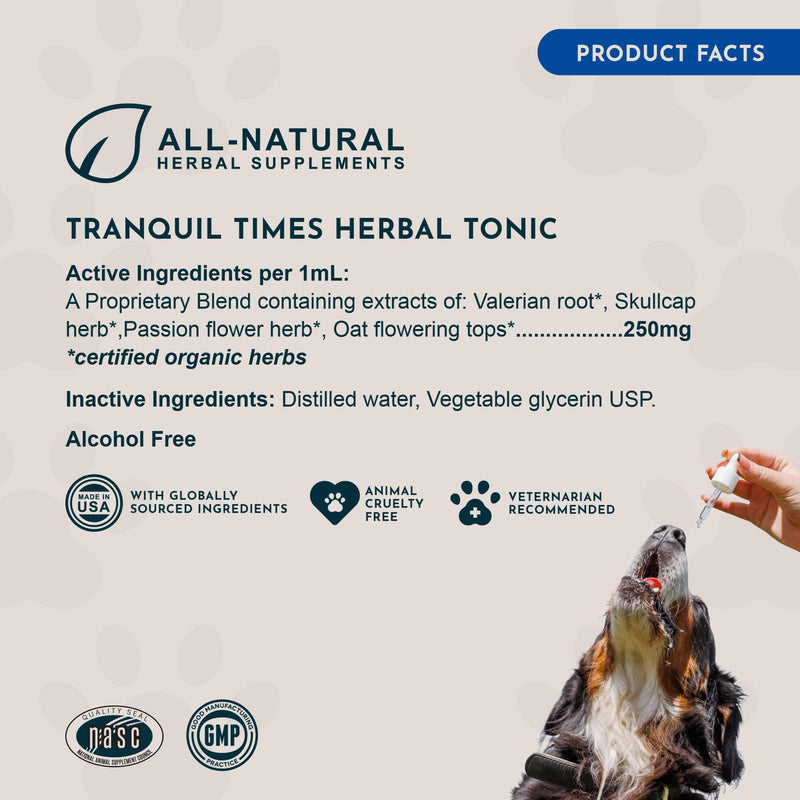 Animal Essentials Tranquility Blend - Valerian Root for Dogs & Cats, Organic Calming Drops for Dogs & Cats, Natural Pet Care Supplement to Relax & Sleep, Herbal Calm Support - 1 Fl Oz 1 fl oz (30 ml)