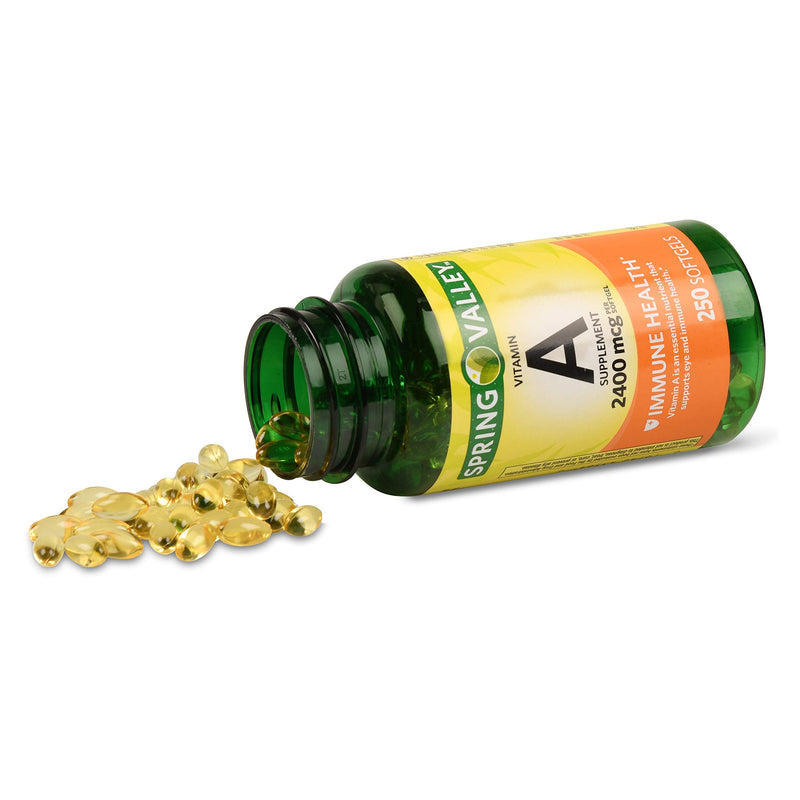 Spring Valley Vitamin A Softgels, 2400mcg, 250 Count - BeesActive Australia