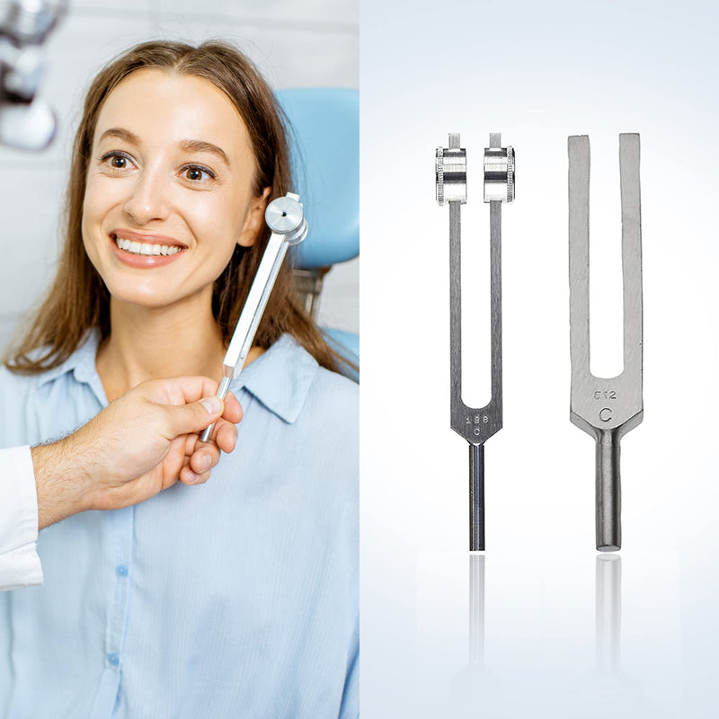 SurgicalOnline Percussion Taylor Reflex Hammer + C 128 & C 512 Tuning Forks + Bandage Scissors + Pupil Gauge Pen Light in Carrying Case - 6-Piece Set