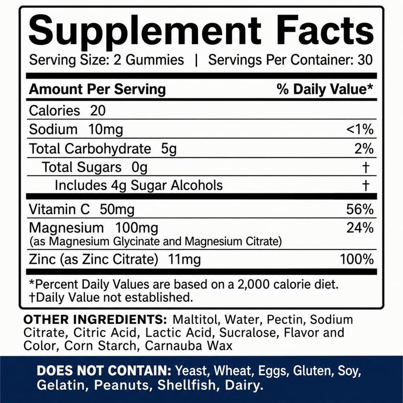 Magnesium Glycinate Gummies 100mg -Magnesium Gummies for Adults with Zinc & Vitamin C, Gentle on Stomach, Sleep, Calm & Muscle Support, Sugar-Free Raspberry Flavor, 60 Count (30-Day Supply)
