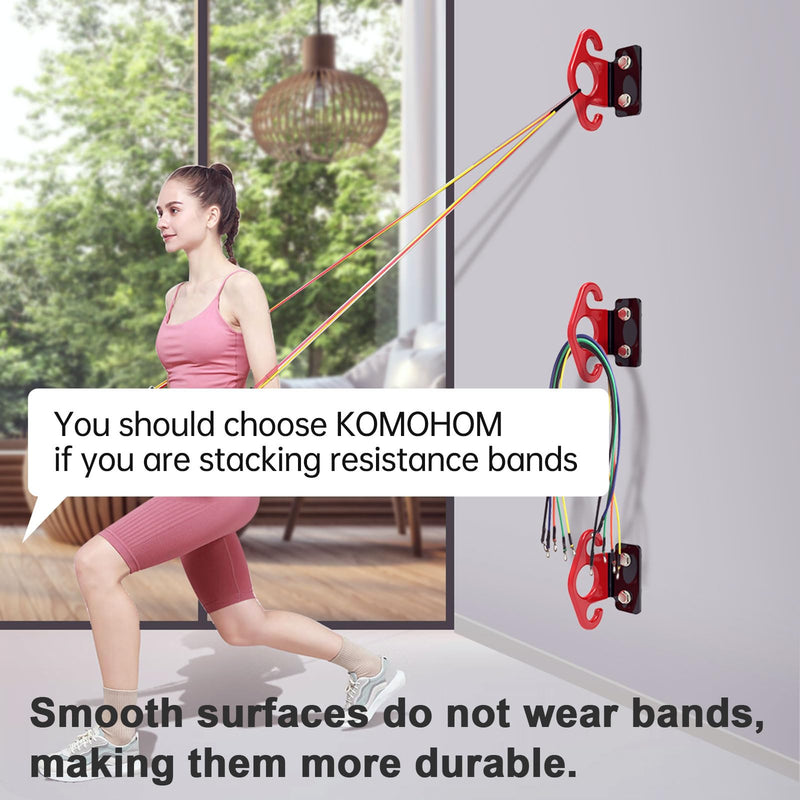 Resistance Band Wall Anchors, Wall Mounted Modular Hooking Platform, Workout Wall Mount Anchor, Training Anchor Mounted Hook Exercise Station for Home Gym Workouts,Yoga,Fitness,Strength Training Red（3pcs）