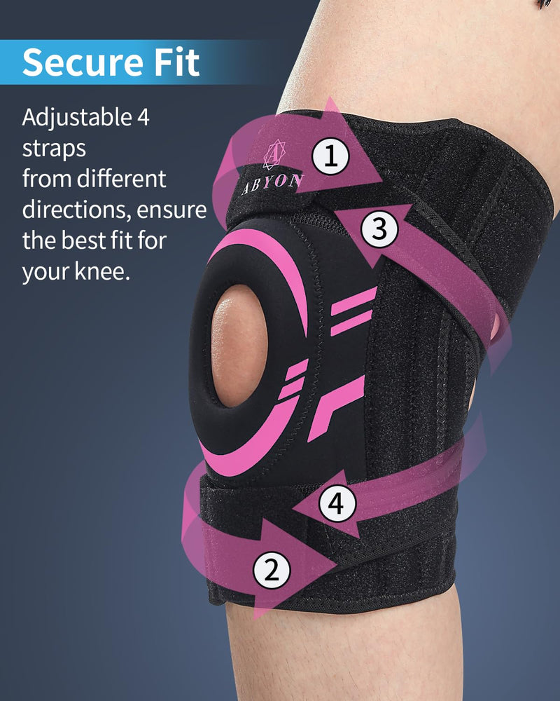 ABYON Knee Brace for Women Plus Size Stabilizer for Knee Pain, Meniscus Tear, Arthritis, Acl, Mcl Pain–[Patented] Adjustable Wrap Patella Stability with Medical-Grade Compression for Fast Recovery – See How to Size Video Before Ordering XX-Large