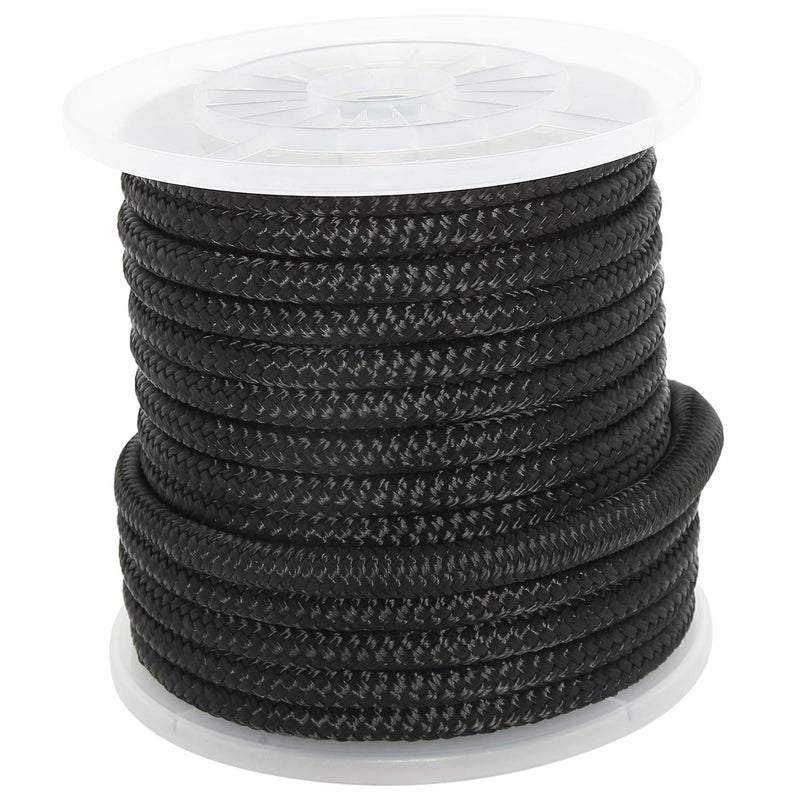 NovelBee 1/2 Inch X 50 Feet Double Braid Nylon Anchor Line with Stainless Steel Thimble and Plastic Chuck (Black) Black - BeesActive Australia