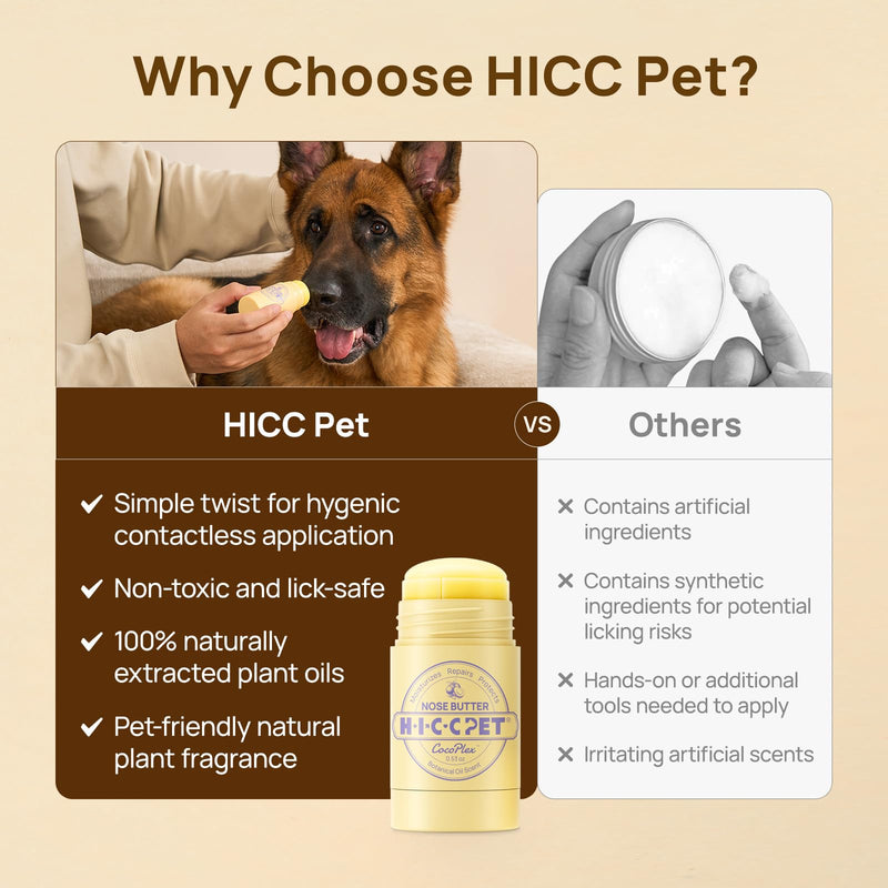 HICC PET Nose Balm for Dog & Cat, Natural Lick-Safe Dog Paw Balm, Moisturizes Repairs Soothes Dry/Cracked Nose, Dogs Snout Soother with Fermented Coconut Oil, Daily Pet Care & Protection (30g)