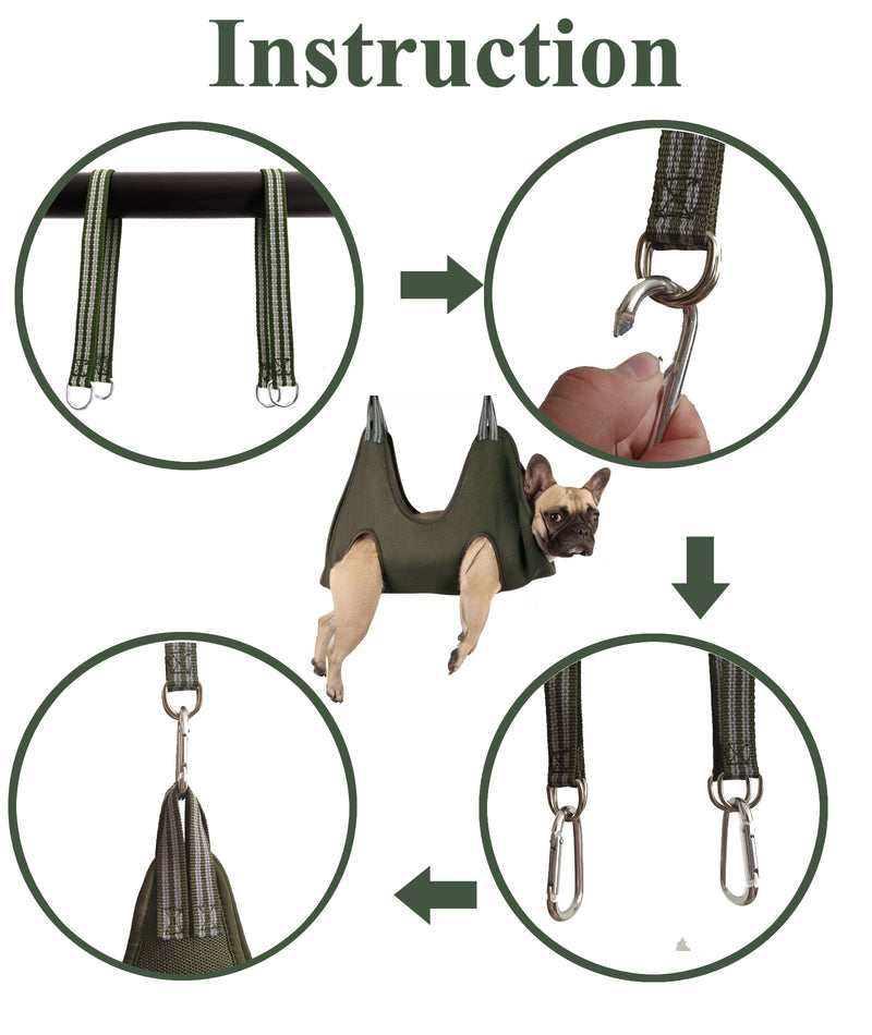 Kkiimatt 10 in 1 Dog Pet Grooming Hammock Harness with Nail Clippers, Nail File,XL Size Dog Hammock for Nail Trimm,Grooming Sling Holder Hanger Restraint for Claw Care XL/under 80LB Khaki Green - BeesActive Australia