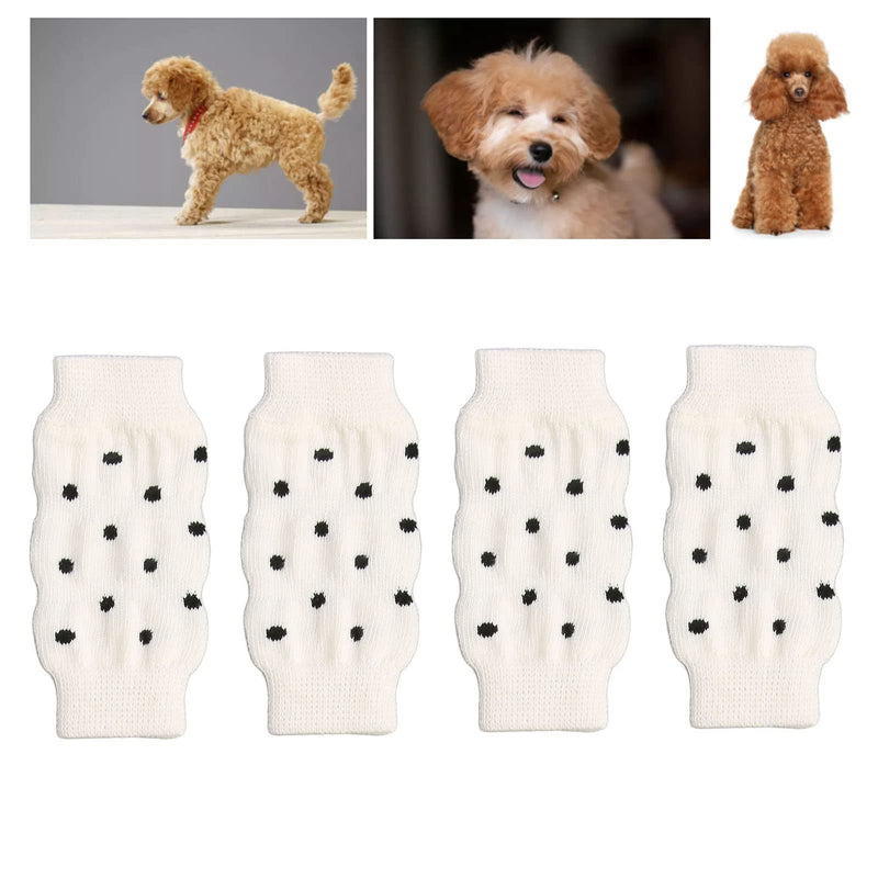4Pcs 3.34 x 1.3in Dog Elbow Protector Sleeves, Cute Polka Dots Dog Leg Warmers Knitted, Cotton Elbow Sleeve, Leg Sleeve for Puppy Weighing 1.5-3kg in Cold Weather, M