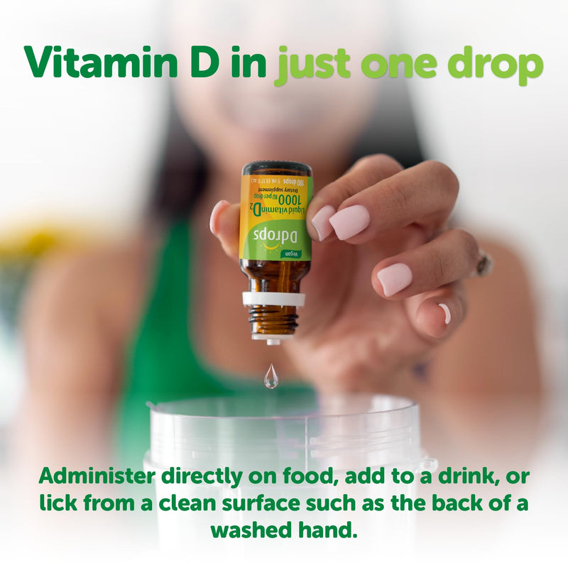 Ddrops Vegan 1000 IU 180 Drops - Daily Vitamin D Liquid - Supports Bone Health & Immune System. No Large Capsules, No Preservatives, Non-GMO, Allergy-Friendly 0.17 Fl Oz (Pack of 1)