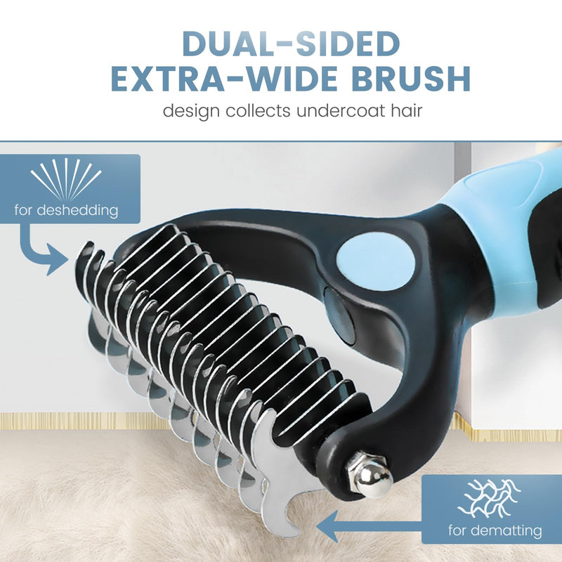 Cat Brush Dog Brush for Shedding,Pet Grooming Brush,Dematting Deshedding Brush Dogs Shedding Tool for Long matted Haired Pets,Dogs &Cats-Safe and Effective Dematting Comb, Large, blue