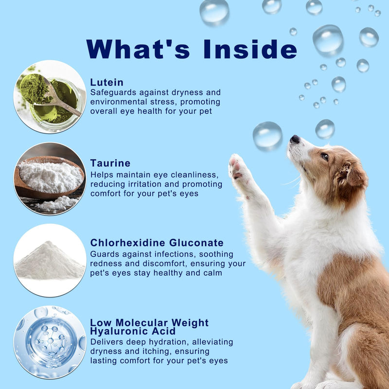 Dog Eye Wash 3.38 fl. oz and Eye Drops 0.34 fl. oz Set for Dogs and Cats to Flush and Soothe Eye Irritations, Dog Tear Stain Cleaner, for Allergies, Mucus, Irritation and Weepy Eyes - BeesActive Australia