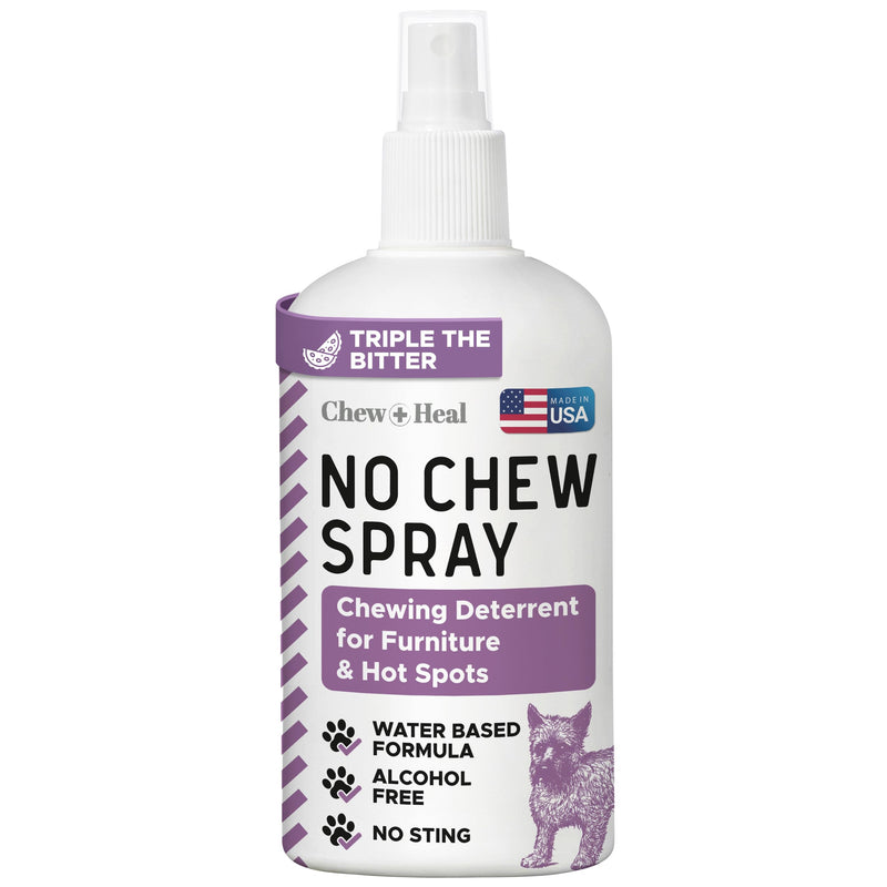 No Chew Spray for Dogs, 8 oz - No Sting, Alcohol Free Bitter Dog and Cat Deterrent - Anti Chew Spray for Furniture, Hot Spots, and More 1 Pack